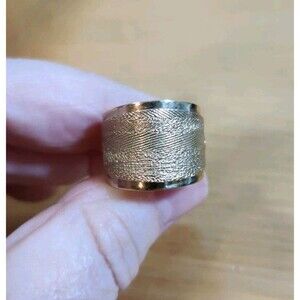 Vintage Emmons Sterling Silver Textured Gold Tone Layered Ring Size 6, 6g
